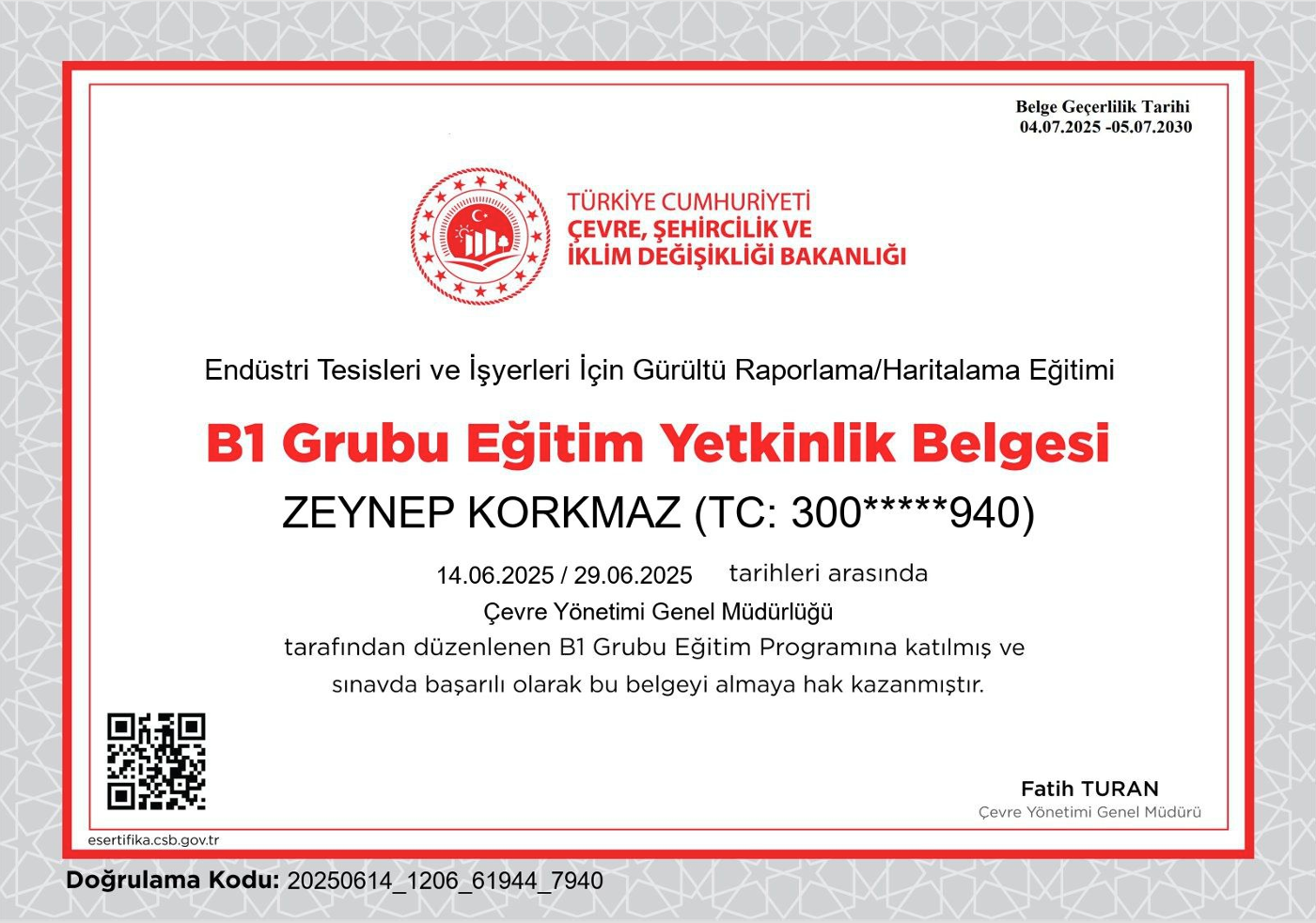 zeynep korkmaz b1 yetkinlik belgesi